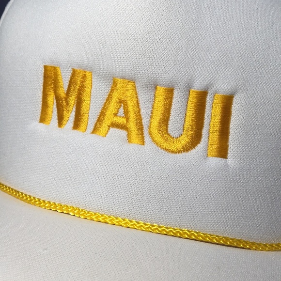 Maui white gold scrambled eggs puffy trucker hat mesh back 5 panel SnapBack cap - Picture 11 of 13